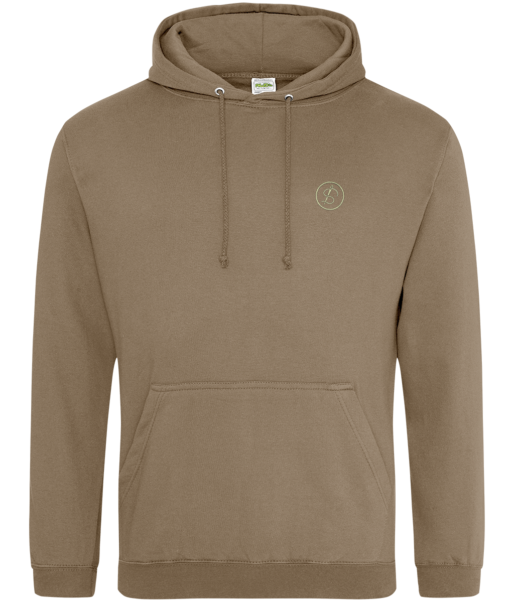 Skirret Tools of Integrity hoodie front view on an AWDIS College Hoodie colour option