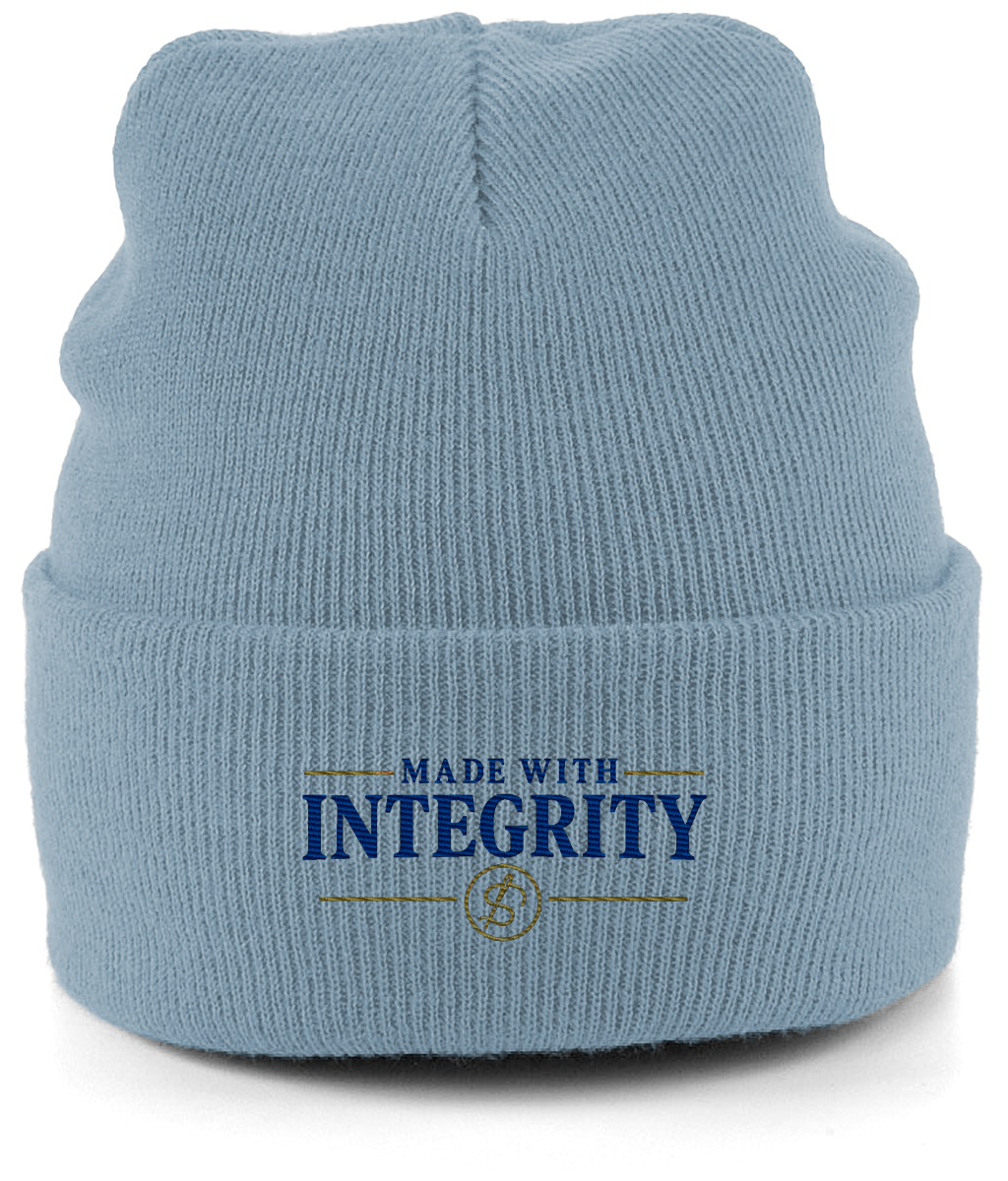 Made With Integrity embroidered cuffed beanie colour option
