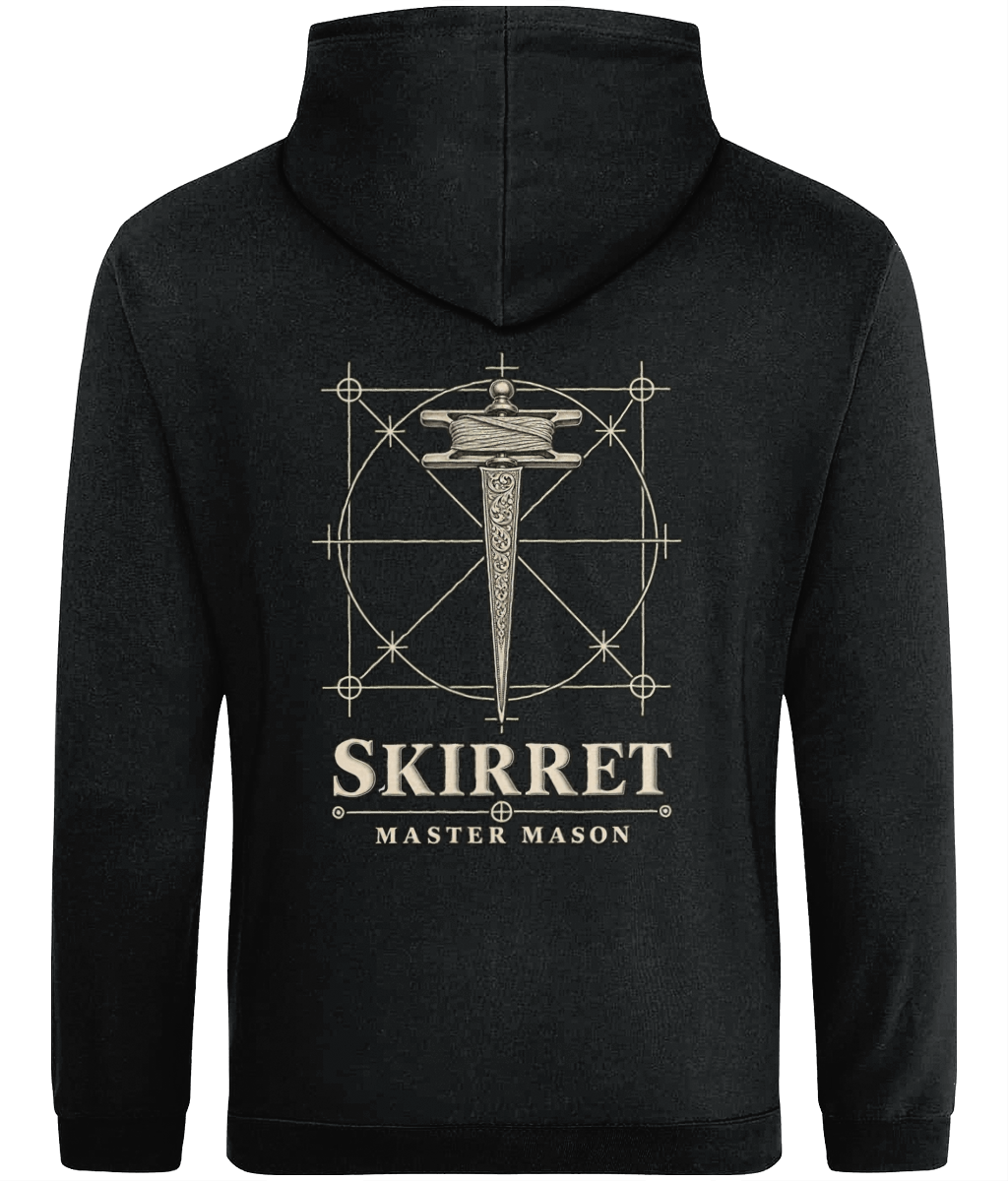 Skirret Tools of Integrity hoodie back design featuring the Skirret