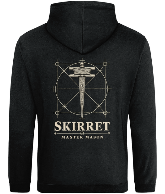 Skirret Tools of Integrity hoodie back design featuring the Skirret