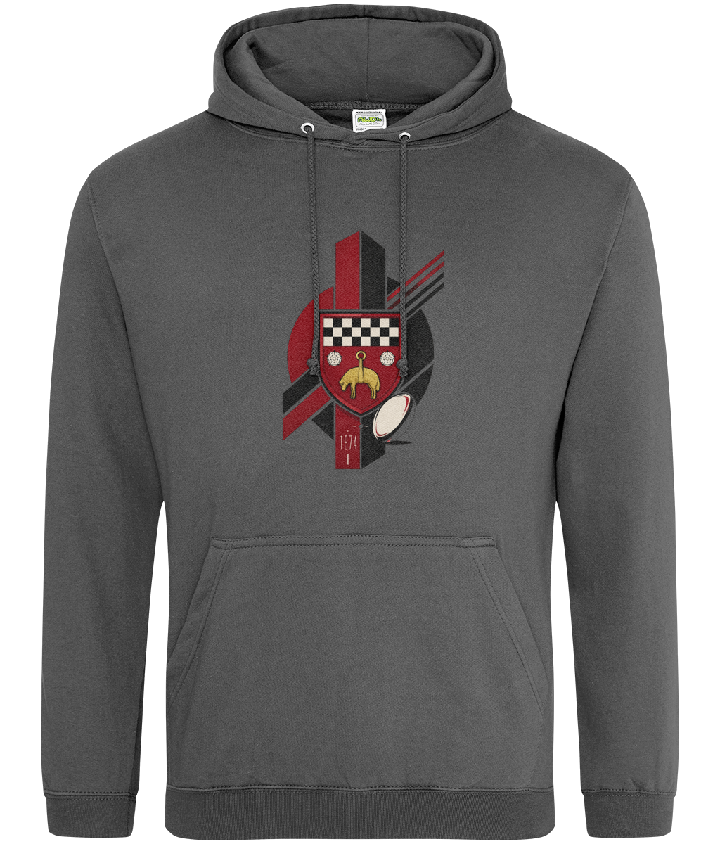 Skipton RFC Minis & Juniors Viking Classic Hoodie, front view showing the club design