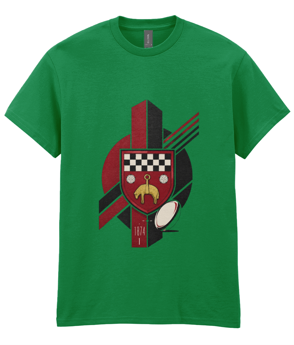 Skipton RFC Minis & Juniors Viking Iconic Adult T Shirt, front view showing the club design