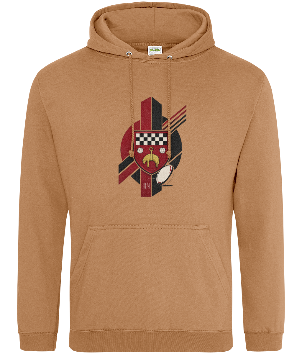 Skipton RFC Minis & Juniors Viking Classic Hoodie, front view showing the club design