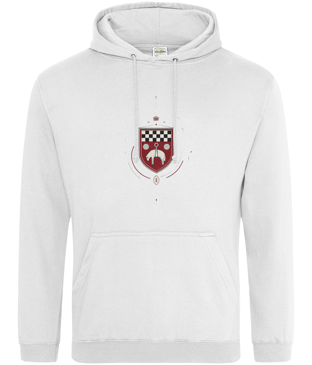 Skipton RFC Minis & Juniors Fine Lines Classic Hoodie, front view showing the club design