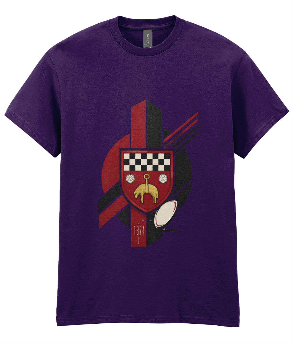 Skipton RFC Minis & Juniors Viking Iconic Adult T Shirt, front view showing the club design