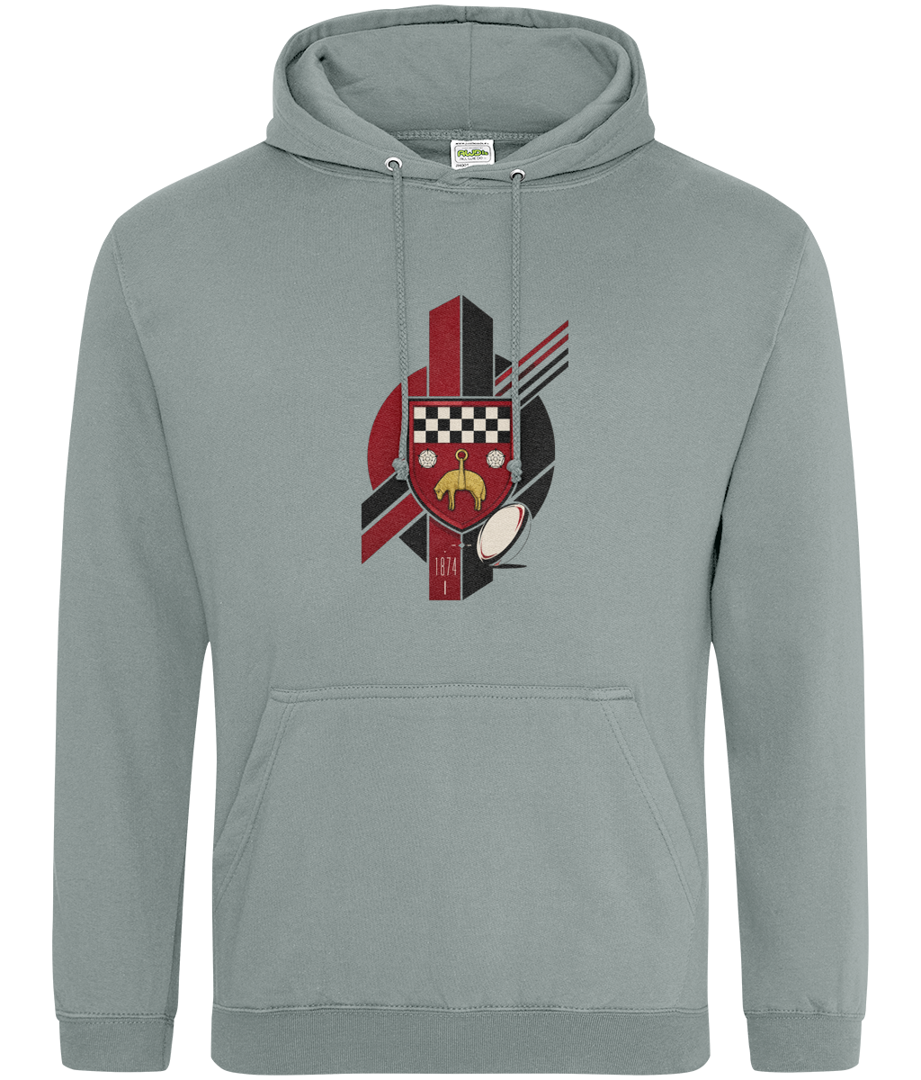 Skipton RFC Minis & Juniors Viking Classic Hoodie, front view showing the club design