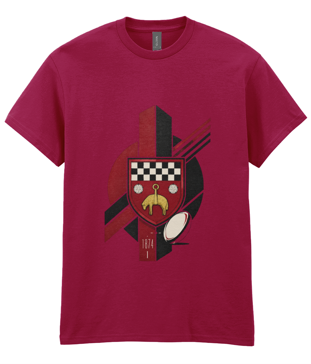 Skipton RFC Minis & Juniors Viking Iconic Adult T Shirt, front view showing the club design