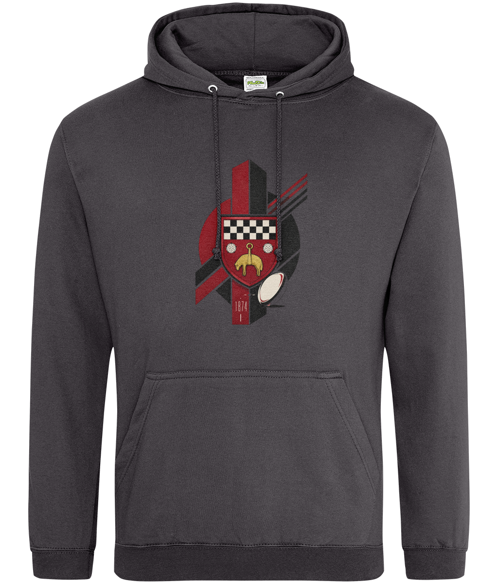 Skipton RFC Minis & Juniors Viking Classic Hoodie, front view showing the club design