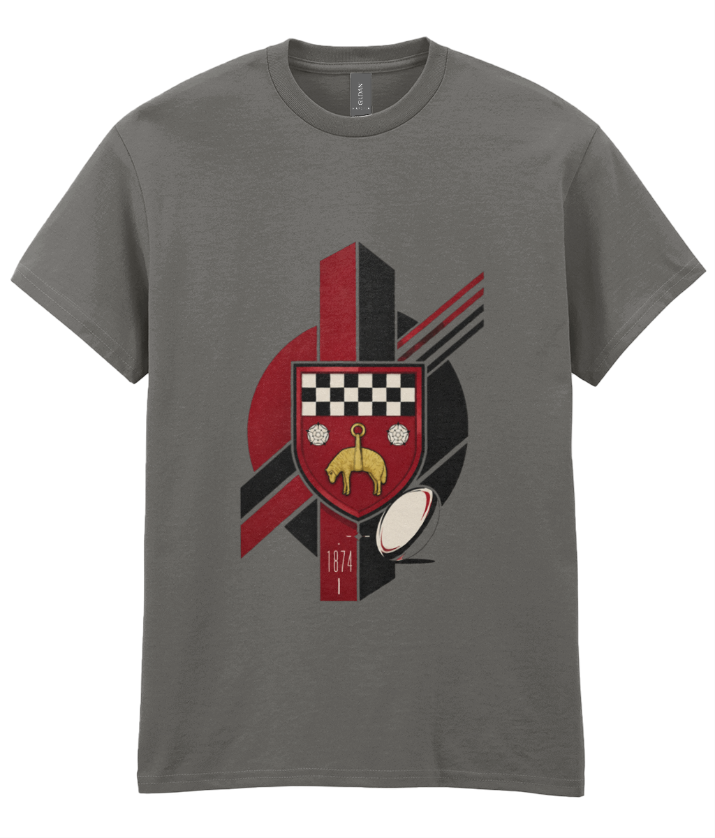 Skipton RFC Minis & Juniors Viking Iconic Adult T Shirt, front view showing the club design