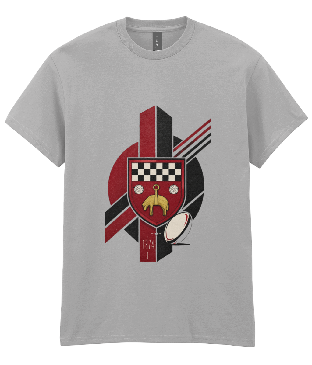 Skipton RFC Minis & Juniors Viking Iconic Adult T Shirt, front view showing the club design