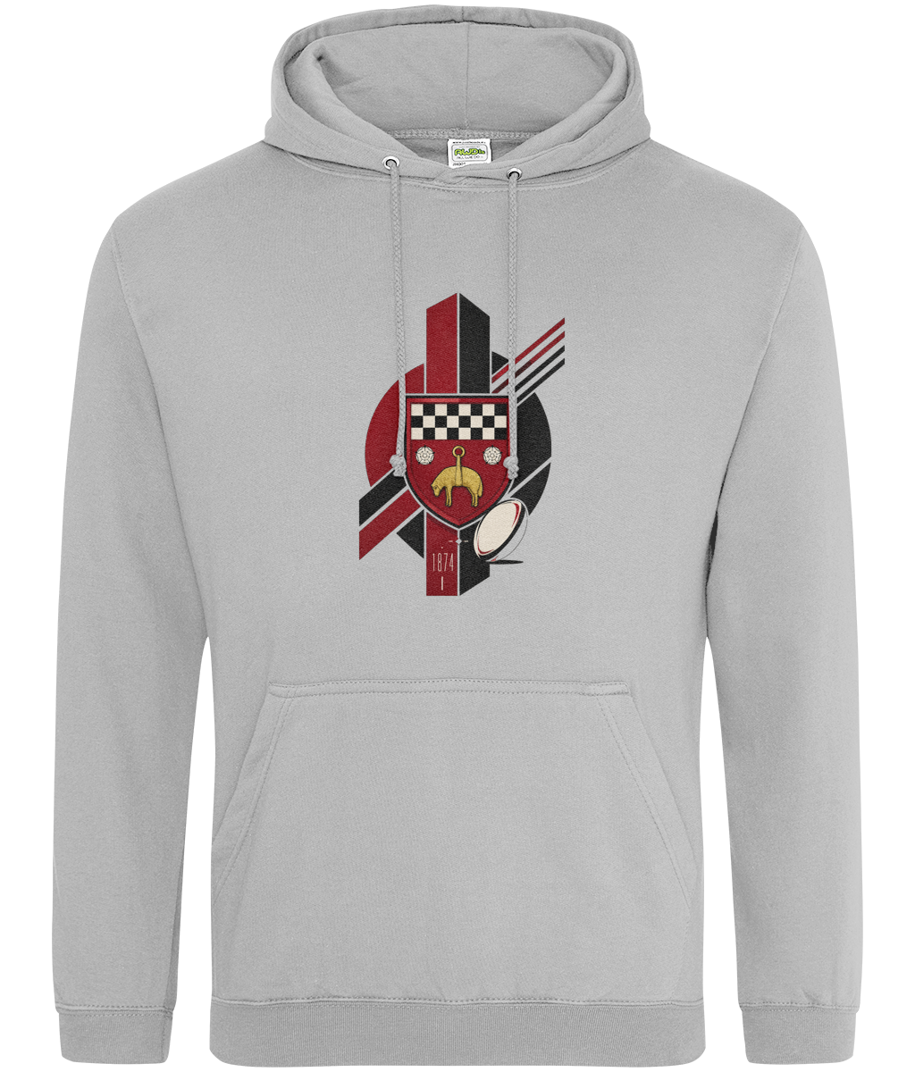 Skipton RFC Minis & Juniors Viking Classic Hoodie, front view showing the club design