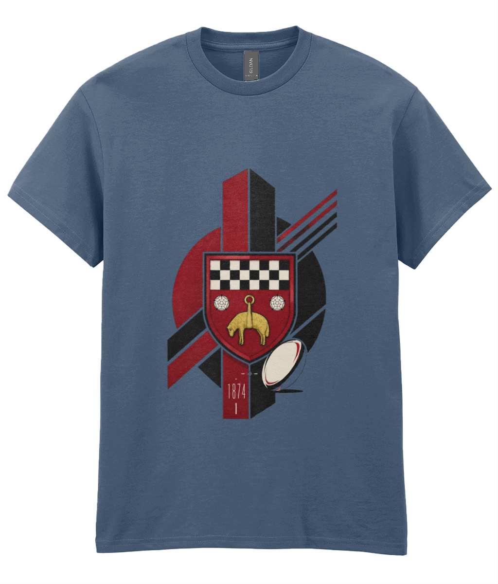Skipton RFC Minis & Juniors Viking Iconic Adult T Shirt, front view showing the club design