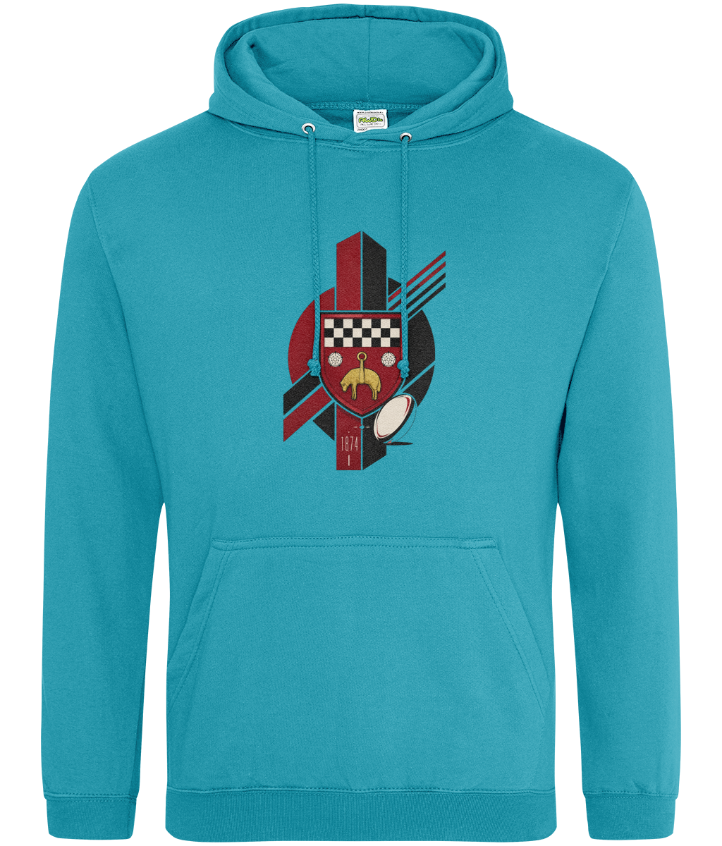 Skipton RFC Minis & Juniors Viking Classic Hoodie, front view showing the club design