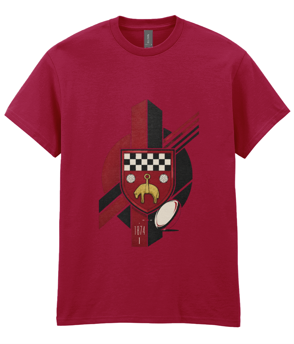 Skipton RFC Minis & Juniors Viking Iconic Adult T Shirt, front view showing the club design