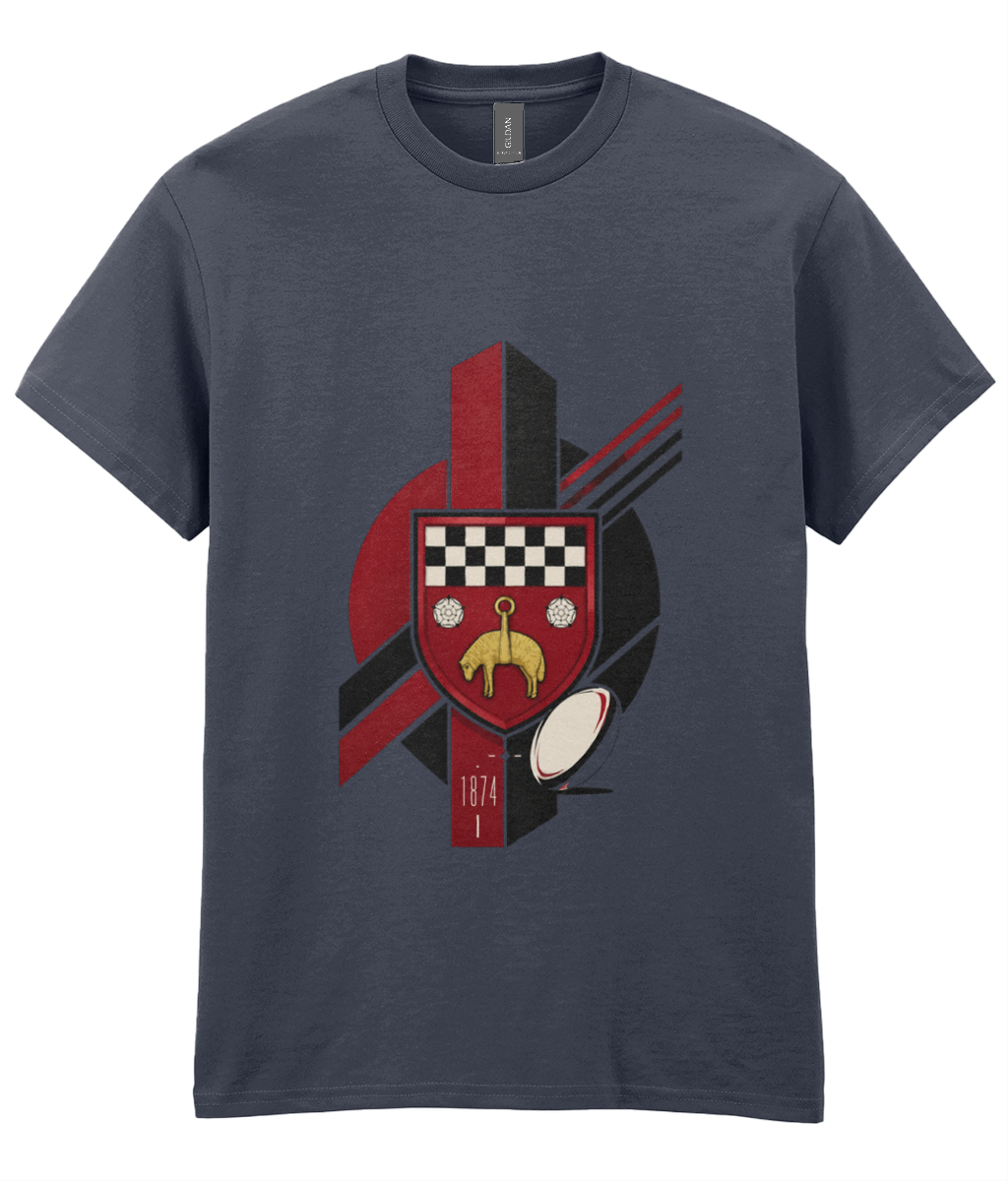 Skipton RFC Minis & Juniors Viking Iconic Adult T Shirt, front view showing the club design