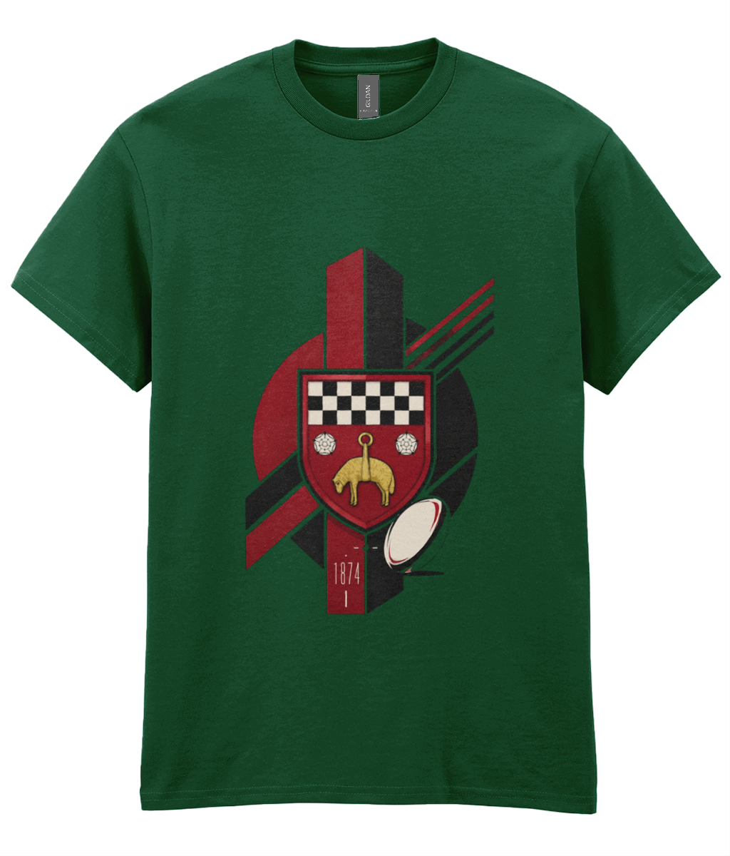 Skipton RFC Minis & Juniors Viking Iconic Adult T Shirt, front view showing the club design
