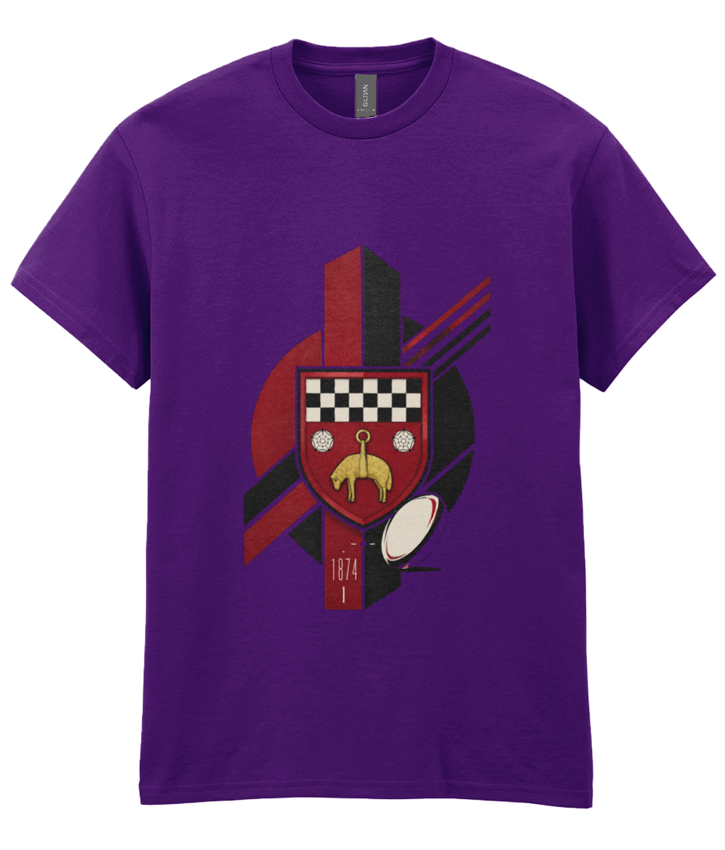 Skipton RFC Minis & Juniors Viking Iconic Adult T Shirt, front view showing the club design