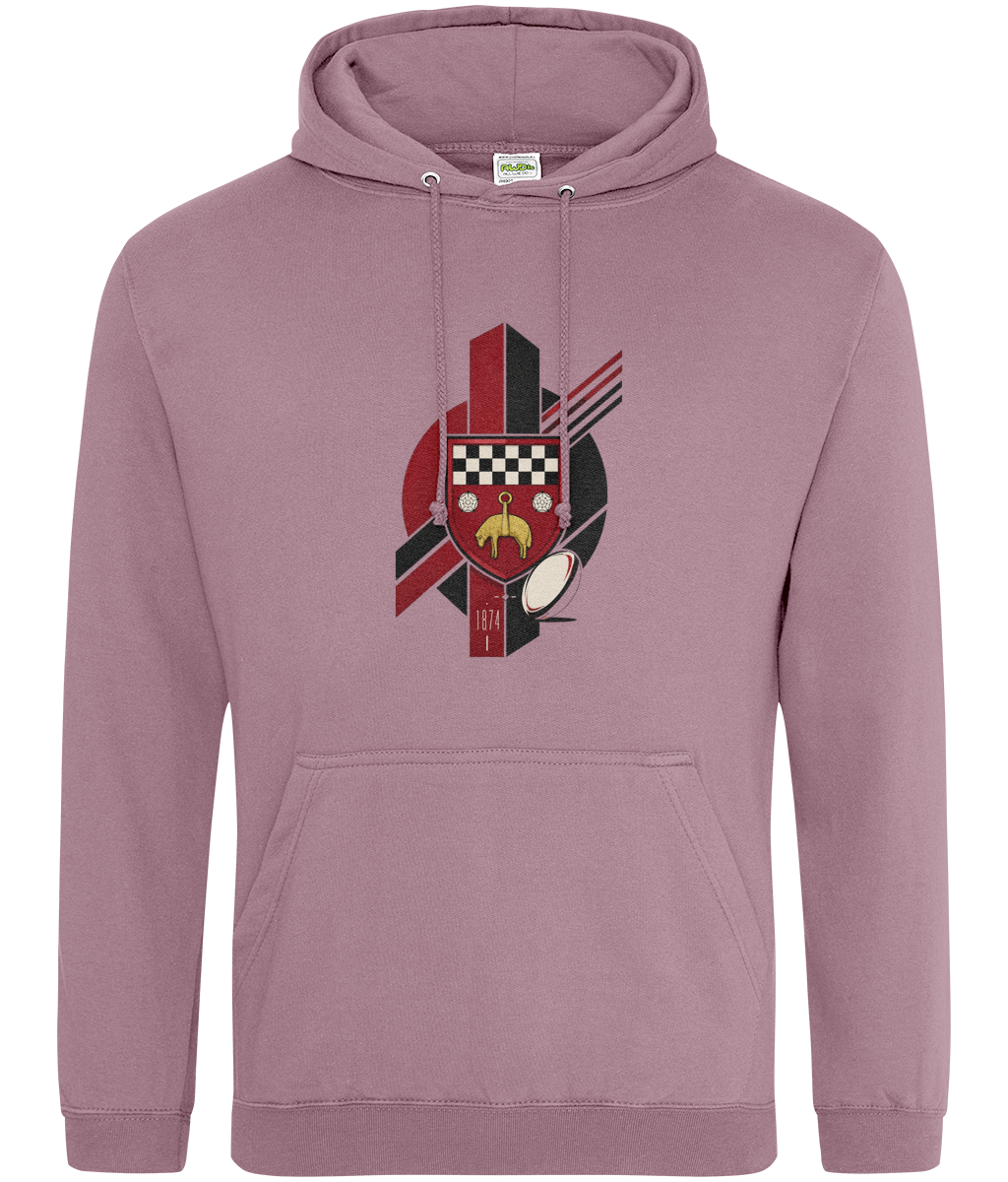 Skipton RFC Minis & Juniors Viking Classic Hoodie, front view showing the club design