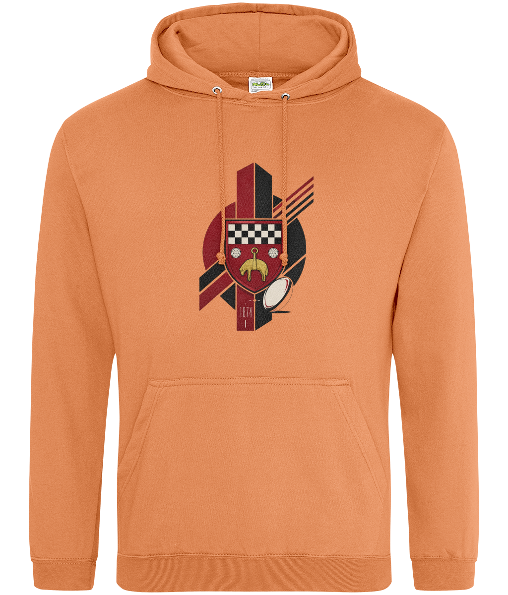Skipton RFC Minis & Juniors Viking Classic Hoodie, front view showing the club design