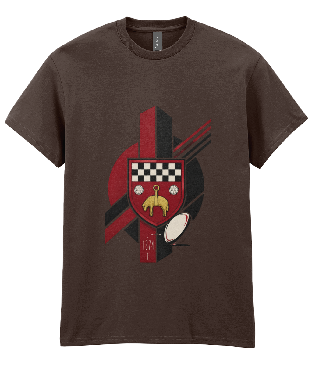 Skipton RFC Minis & Juniors Viking Iconic Adult T Shirt, front view showing the club design