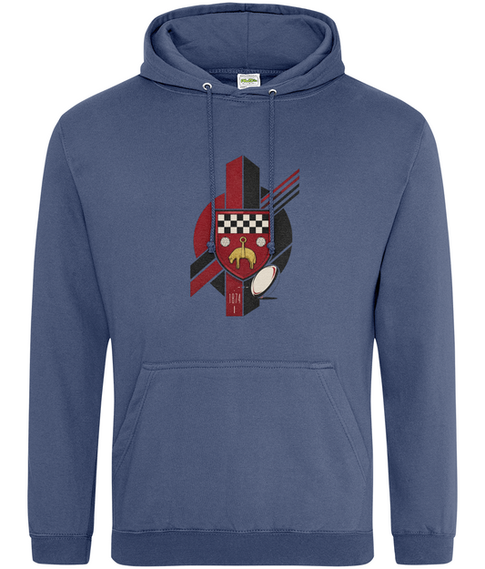 Skipton RFC Minis & Juniors Viking Classic Hoodie, front view showing the club design