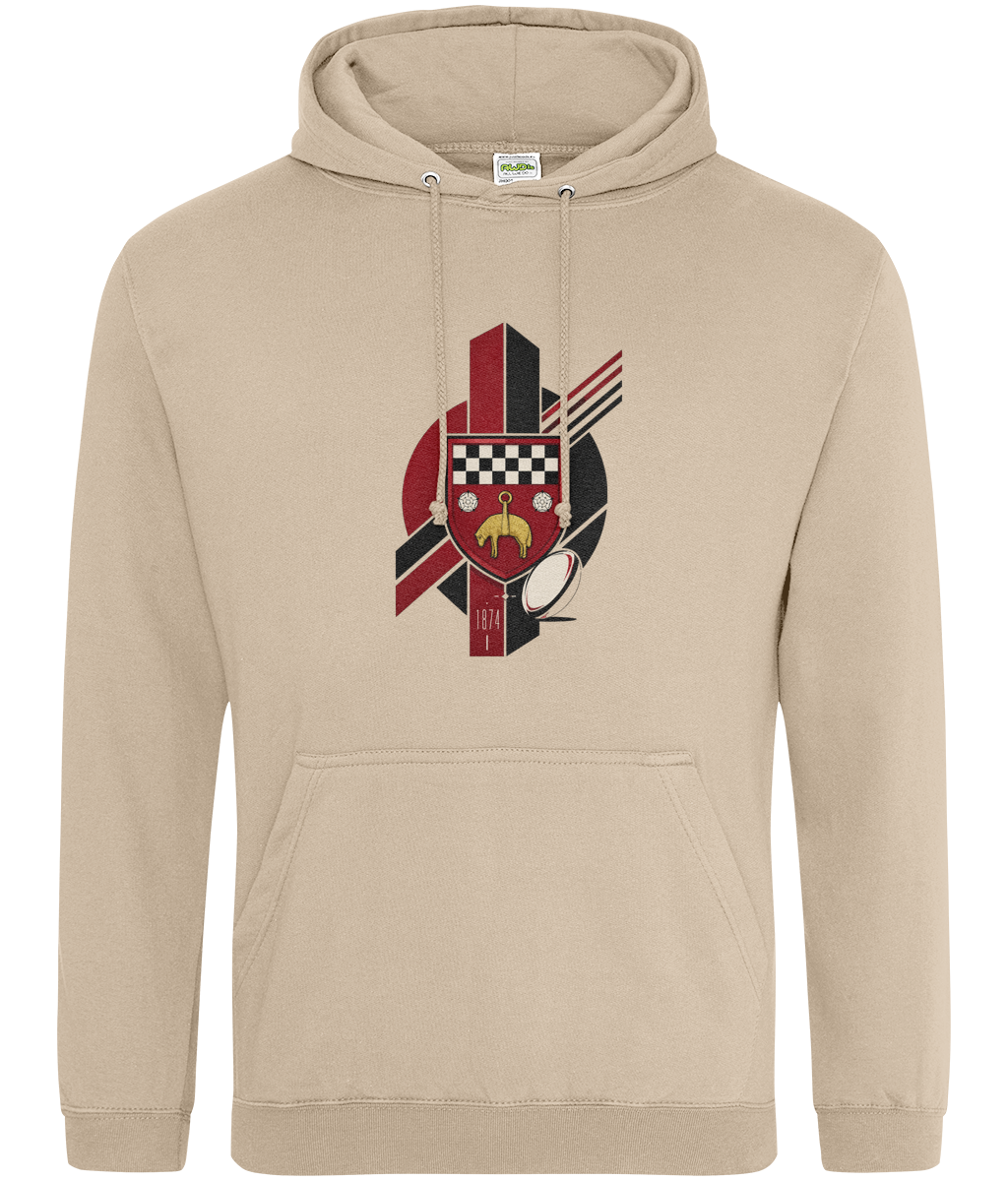 Skipton RFC Minis & Juniors Viking Classic Hoodie, front view showing the club design