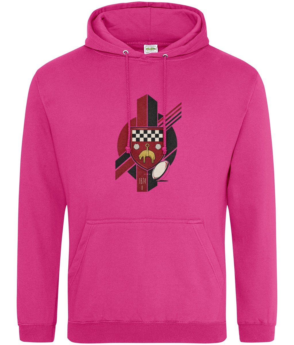 Skipton RFC Minis & Juniors Viking Classic Hoodie, front view showing the club design