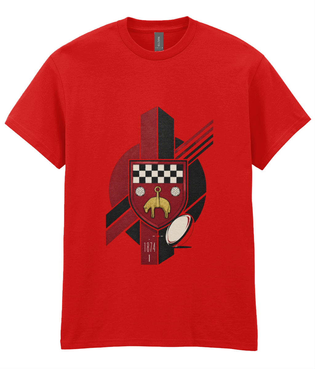 Skipton RFC Minis & Juniors Viking Iconic Adult T Shirt, front view showing the club design