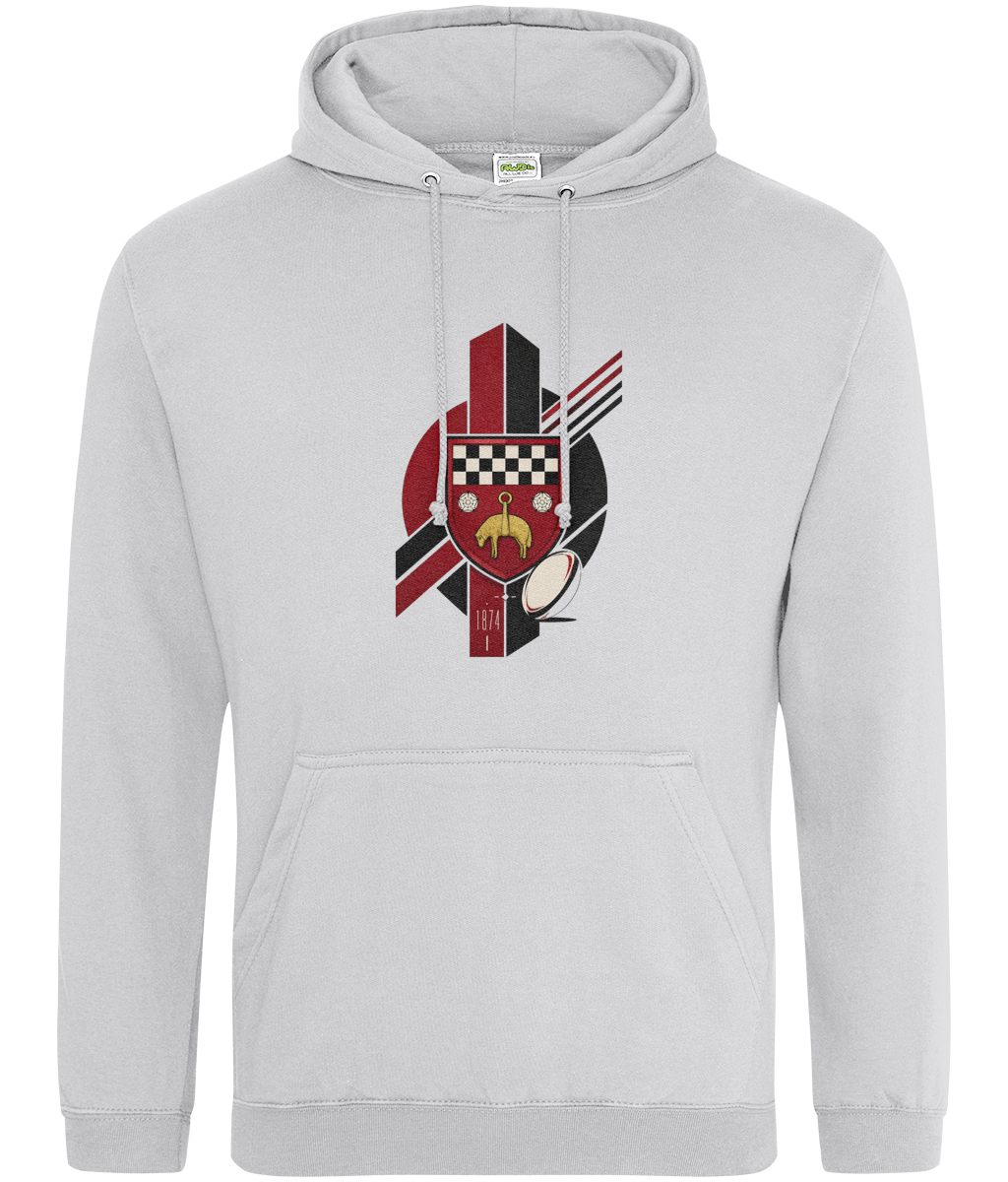 Skipton RFC Minis & Juniors Viking Classic Hoodie, front view showing the club design