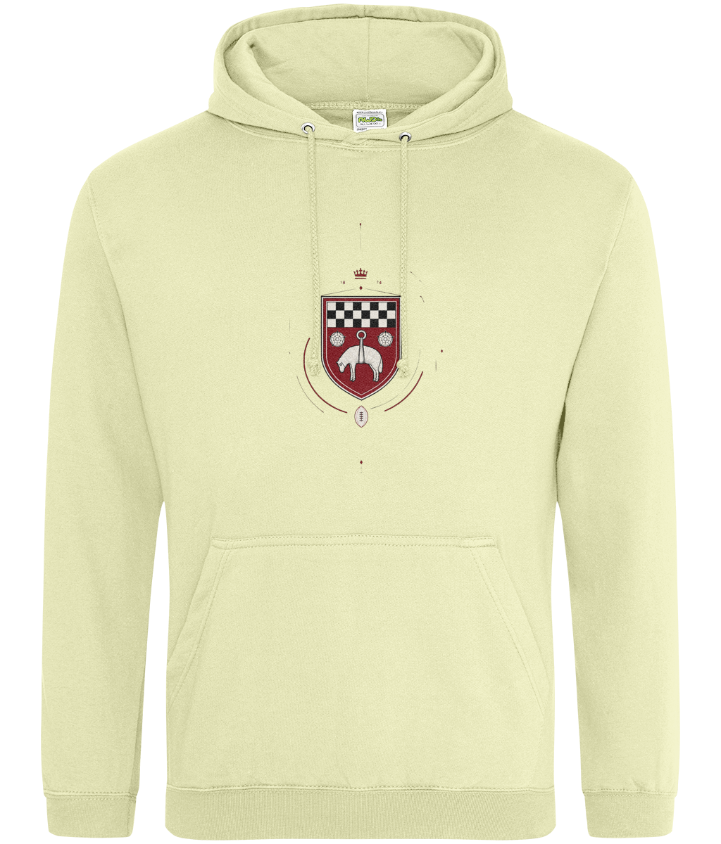 Skipton RFC Minis & Juniors Fine Lines Classic Hoodie, front view showing the club design