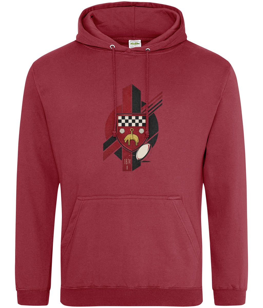 Skipton RFC Minis & Juniors Viking Classic Hoodie, front view showing the club design
