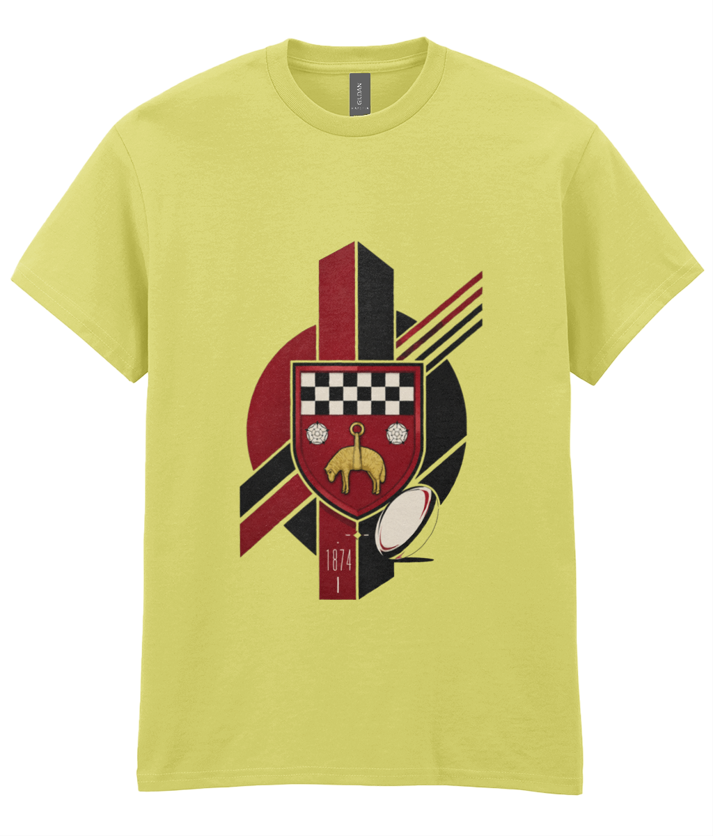 Skipton RFC Minis & Juniors Viking Iconic Adult T Shirt, front view showing the club design