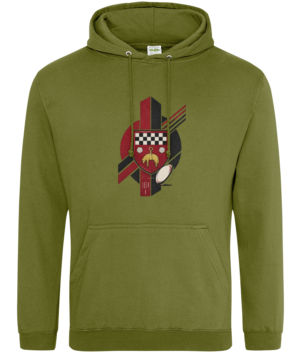 Skipton RFC Minis & Juniors Viking Classic Hoodie, front view showing the club design