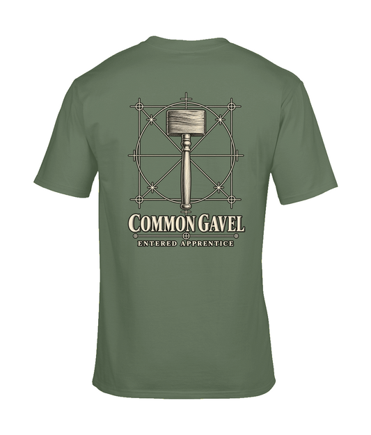 Common Gavel premium Tools of Integrity T shirt back design featuring the Common Gavel