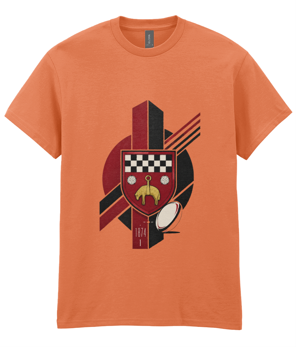 Skipton RFC Minis & Juniors Viking Iconic Adult T Shirt, front view showing the club design