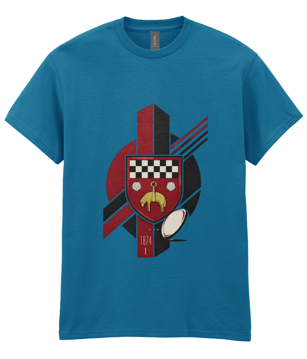 Skipton RFC Minis & Juniors Viking Iconic Adult T Shirt, front view showing the club design