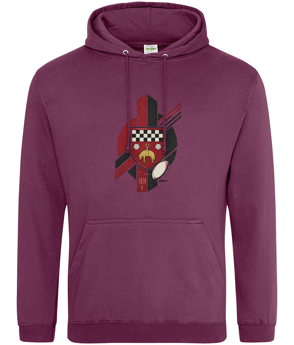 Skipton RFC Minis & Juniors Viking Classic Hoodie, front view showing the club design
