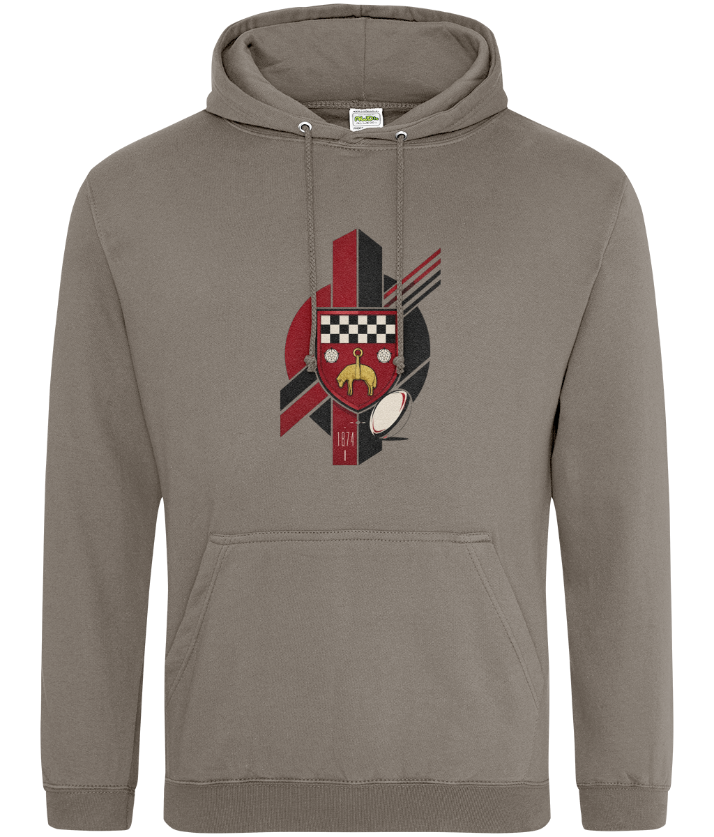 Skipton RFC Minis & Juniors Viking Classic Hoodie, front view showing the club design