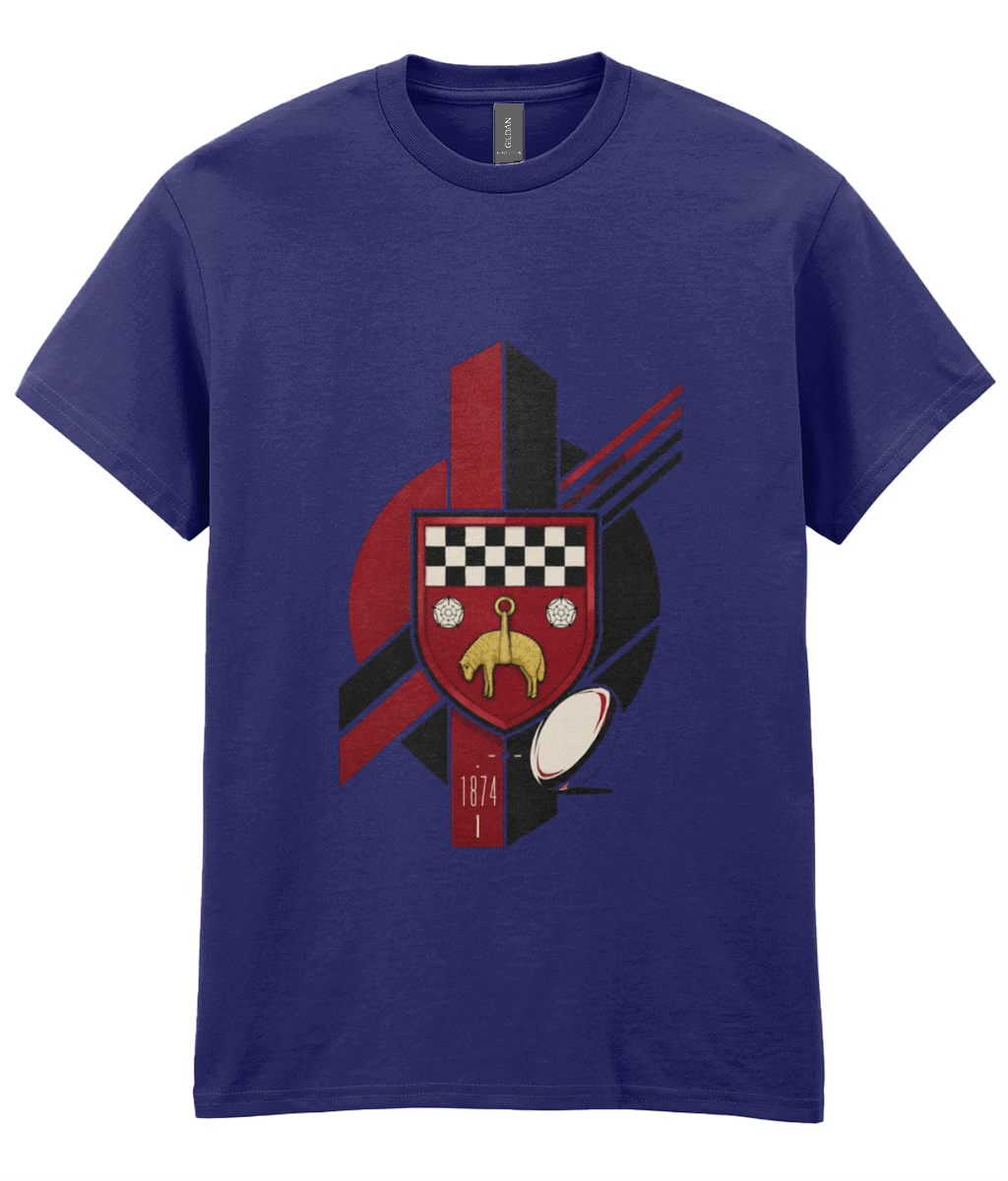 Skipton RFC Minis & Juniors Viking Iconic Adult T Shirt, front view showing the club design