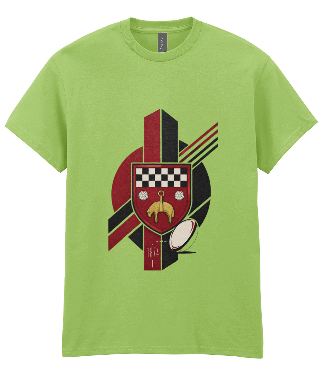 Skipton RFC Minis & Juniors Viking Iconic Adult T Shirt, front view showing the club design