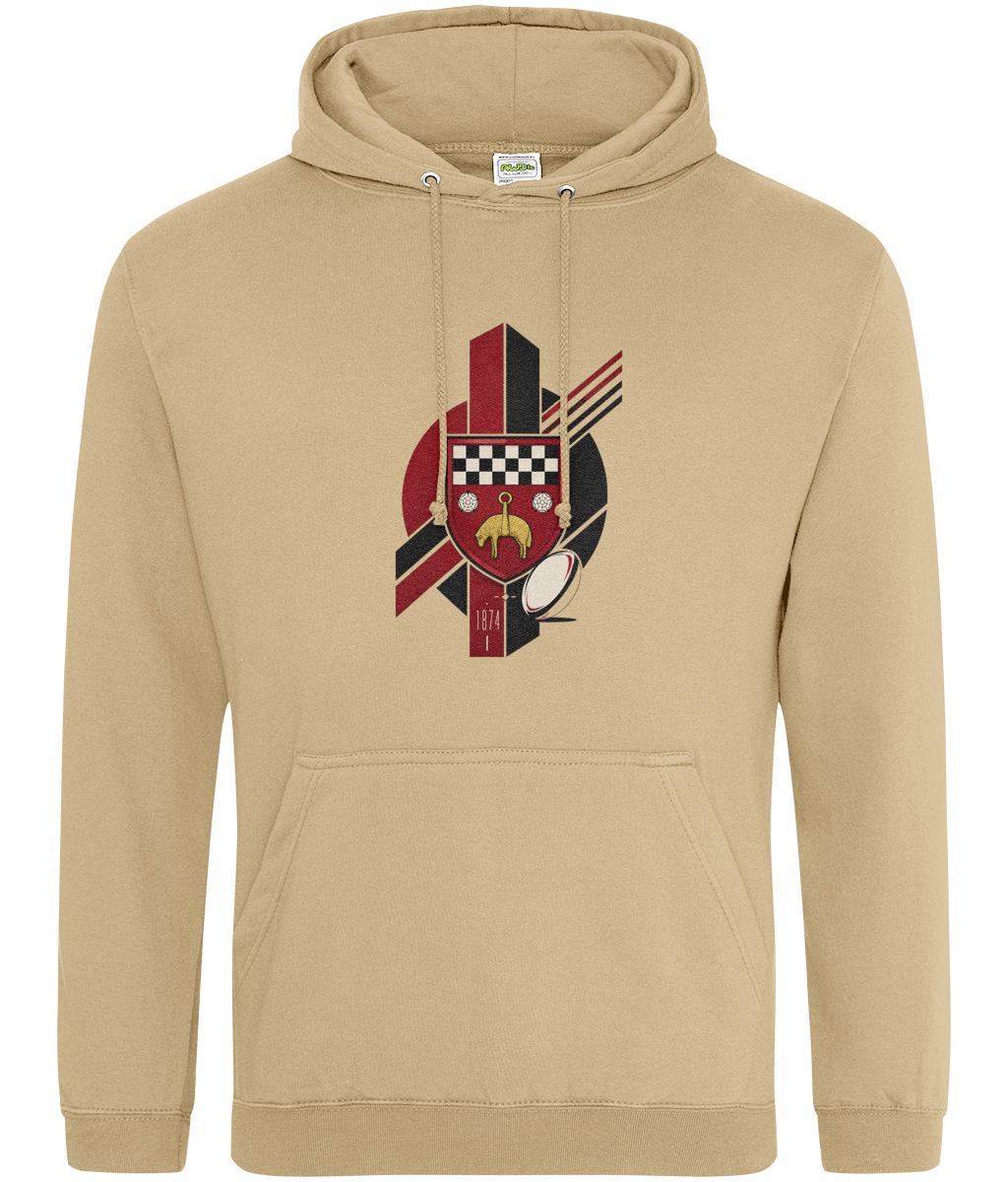 Skipton RFC Minis & Juniors Viking Classic Hoodie, front view showing the club design