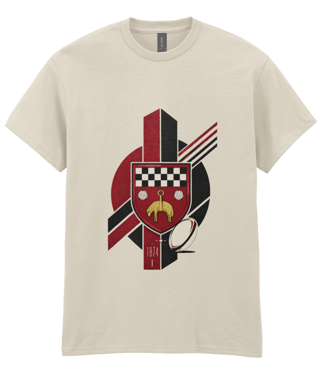 Skipton RFC Minis & Juniors Viking Iconic Adult T Shirt, front view showing the club design