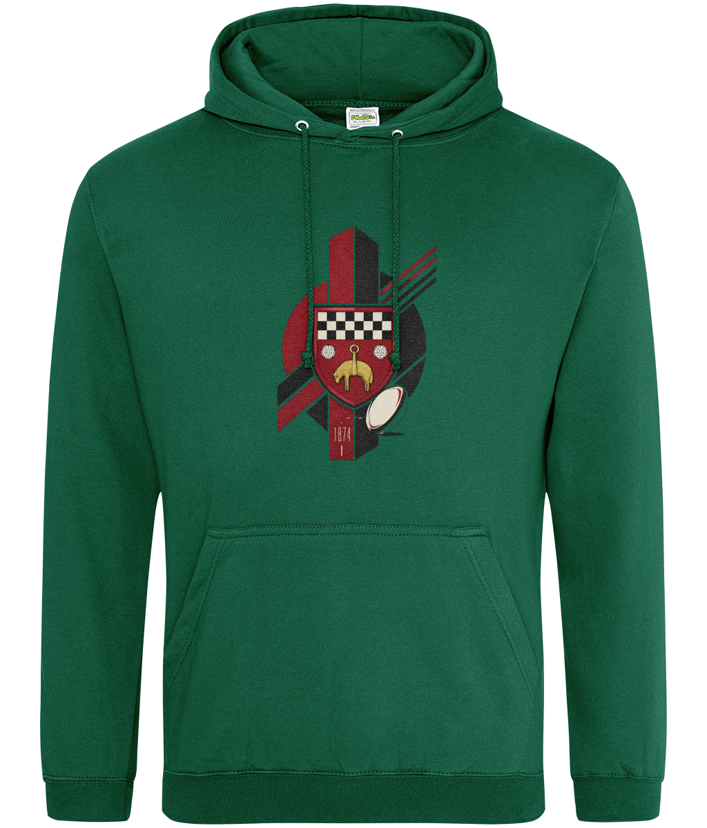 Skipton RFC Minis & Juniors Viking Classic Hoodie, front view showing the club design