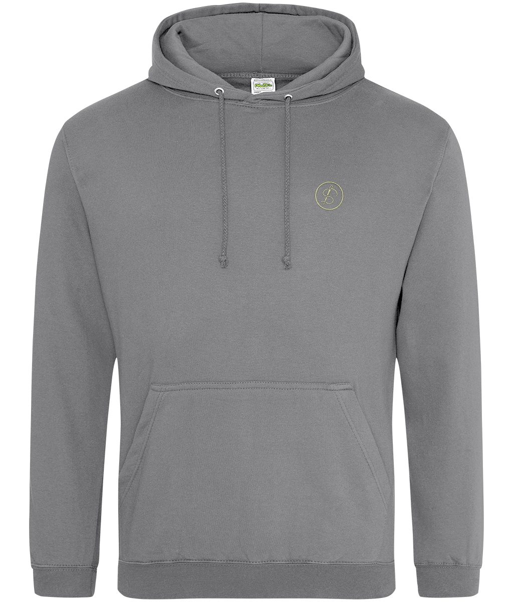 Skirret Tools of Integrity hoodie front view on an AWDIS College Hoodie colour option