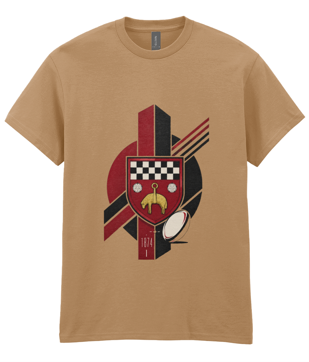 Skipton RFC Minis & Juniors Viking Iconic Adult T Shirt, front view showing the club design