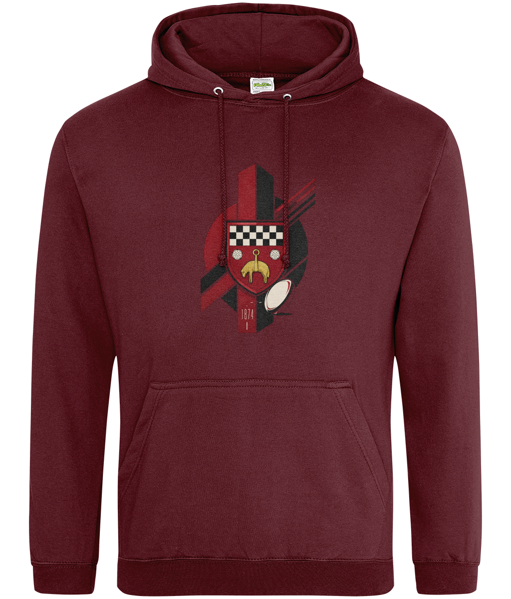 Skipton RFC Minis & Juniors Viking Classic Hoodie, front view showing the club design