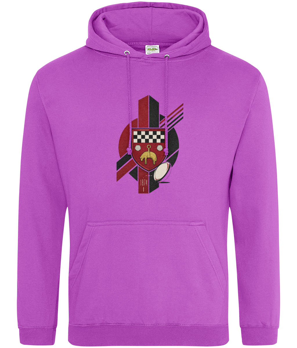 Skipton RFC Minis & Juniors Viking Classic Hoodie, front view showing the club design