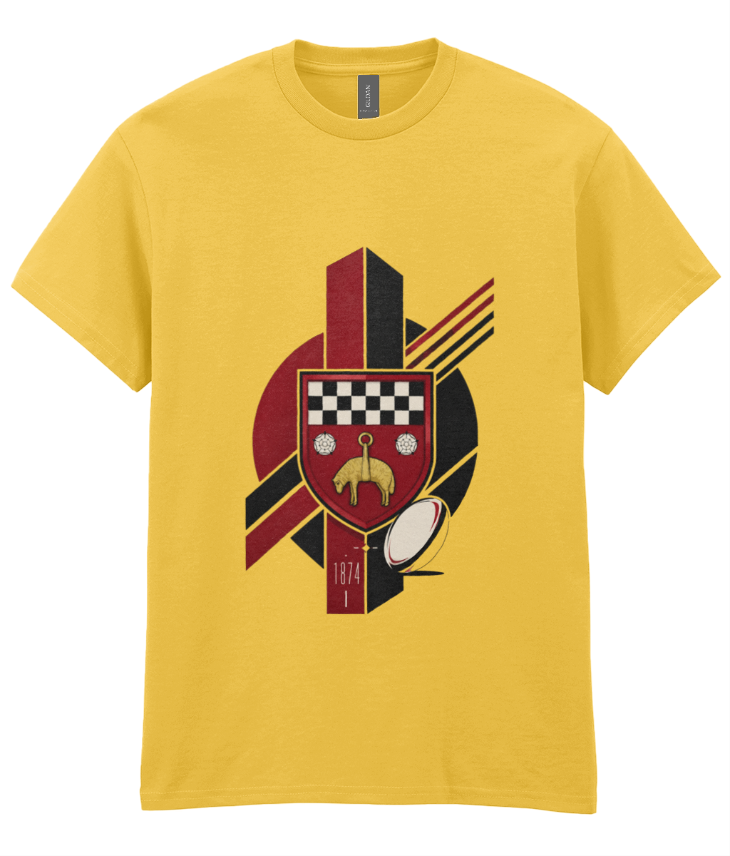 Skipton RFC Minis & Juniors Viking Iconic Adult T Shirt, front view showing the club design