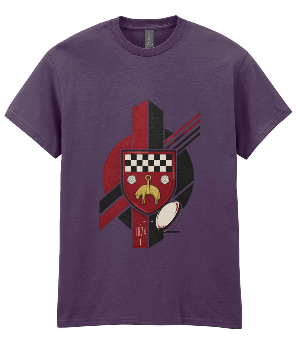 Skipton RFC Minis & Juniors Viking Iconic Adult T Shirt, front view showing the club design