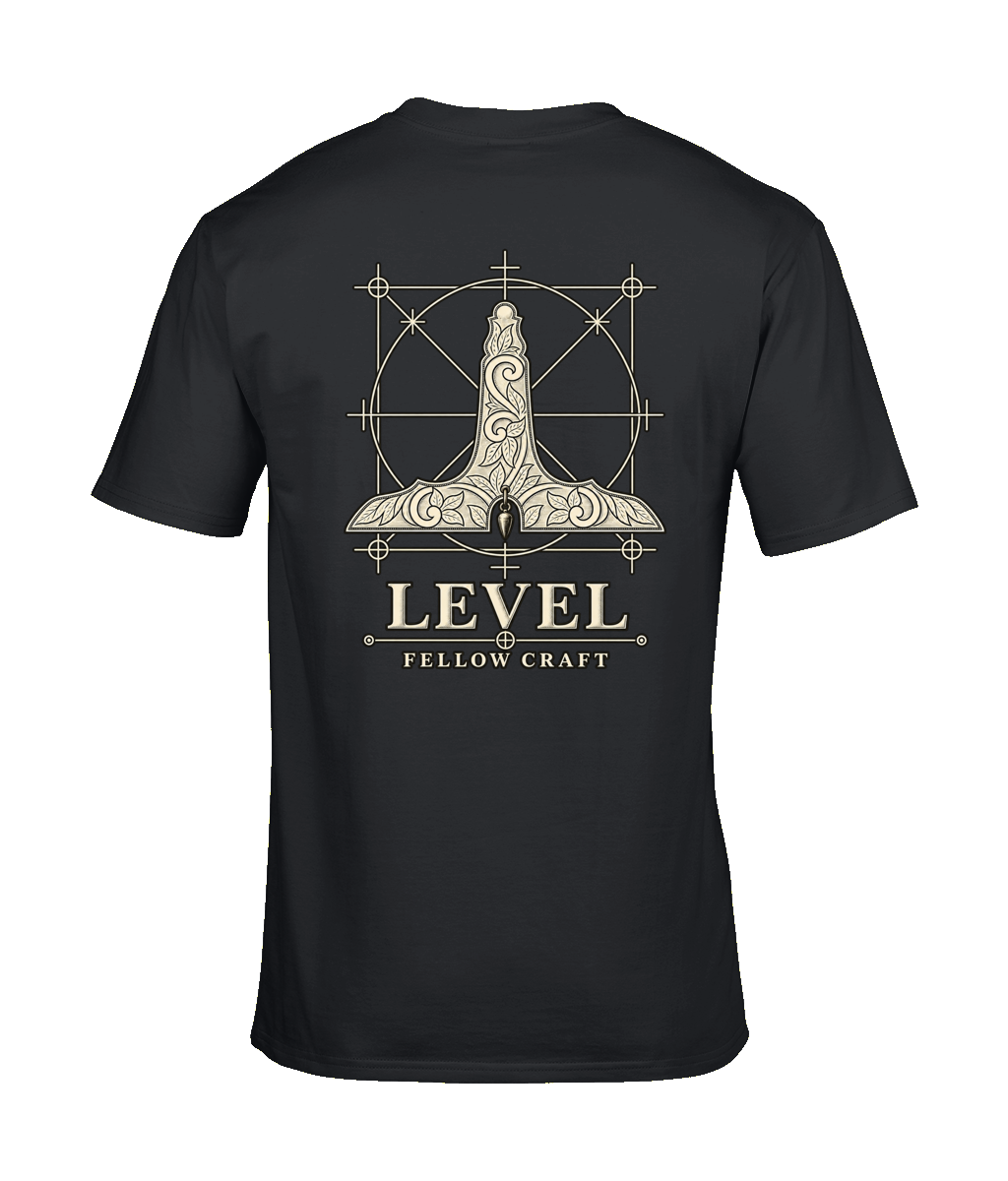 Level premium Tools of Integrity T shirt back design featuring the Level